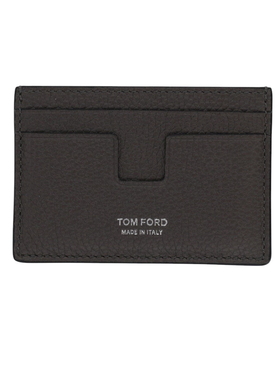 TOM FORD - Classic Grained Leather Card Holder - Black tom-ford-classic-grained-leather-card-holder-black-front-logo-jpg