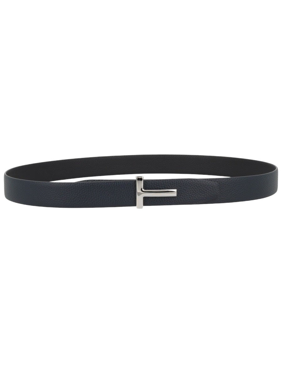 TOM FORD - T Icon Grained Leather Belt - Navy Blue tom-ford-t-icon-grained-leather-belt-navy-blue-front-jpg