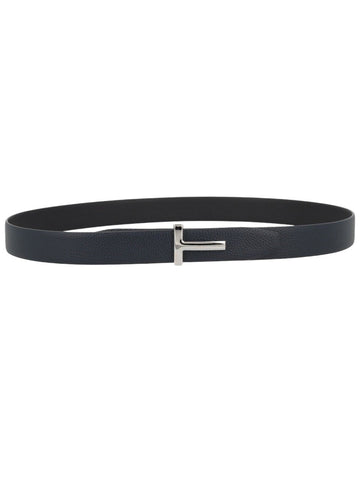 TOM FORD - T Icon Grained Leather Belt - Navy Blue tom-ford-t-icon-grained-leather-belt-navy-blue-front-jpg