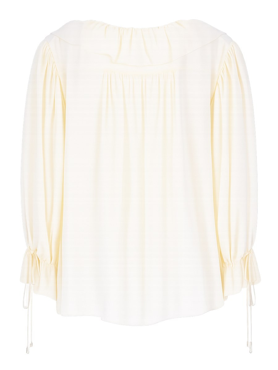 CHLOÉ CHLOÉ - TOP CON VOLANT E SCOLLO A V IN CRÊPE DE CHINE