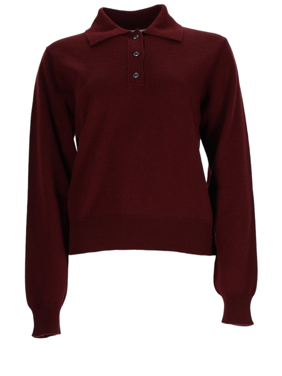 Maison Margiela - Virgin Wool Polo Sweater Bordeaux