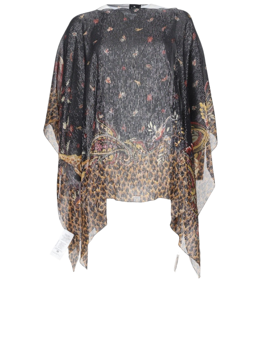 Etro - Striped Paisley Motif Silk Poncho Top MULTICOLOUR UNI
