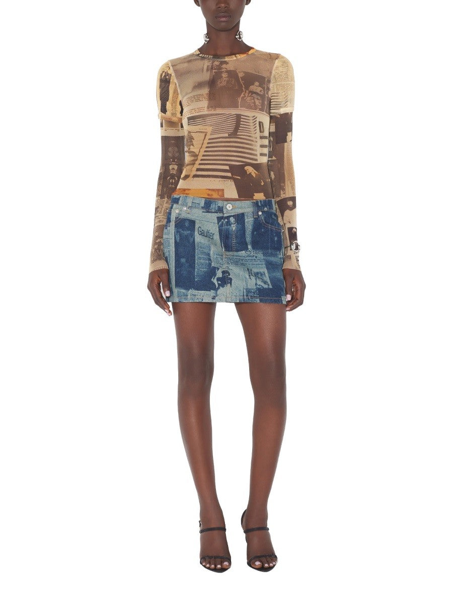 JEAN PAUL GAULTIER JEAN PAUL GAULTIER - TOP WITH "JOURNAL" PRINT