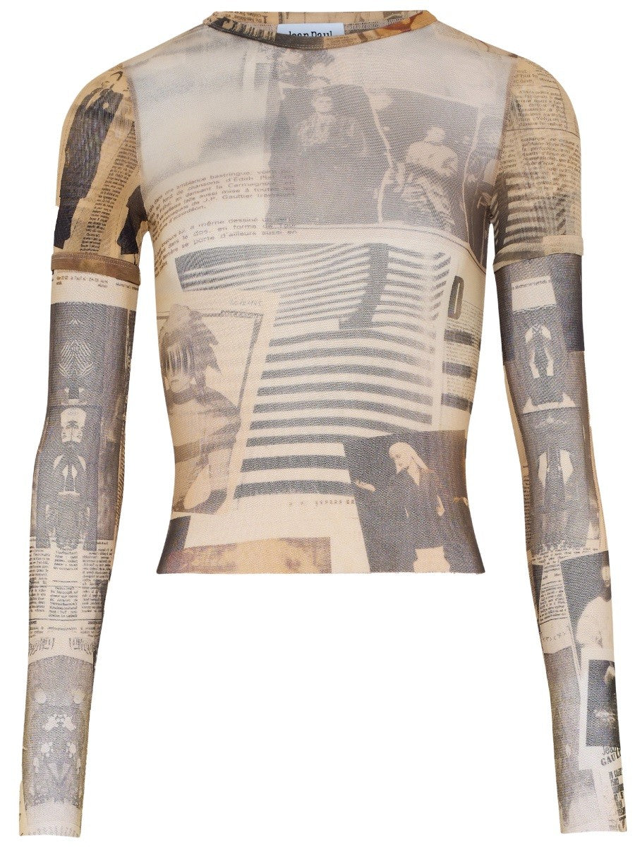 JEAN PAUL GAULTIER JEAN PAUL GAULTIER - TOP WITH "JOURNAL" PRINT