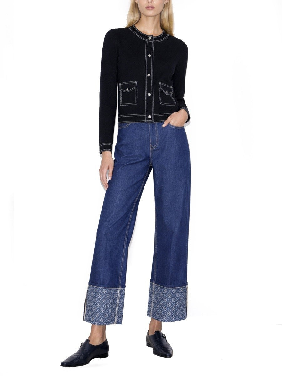 TOPSTITCHED CARDIGAN