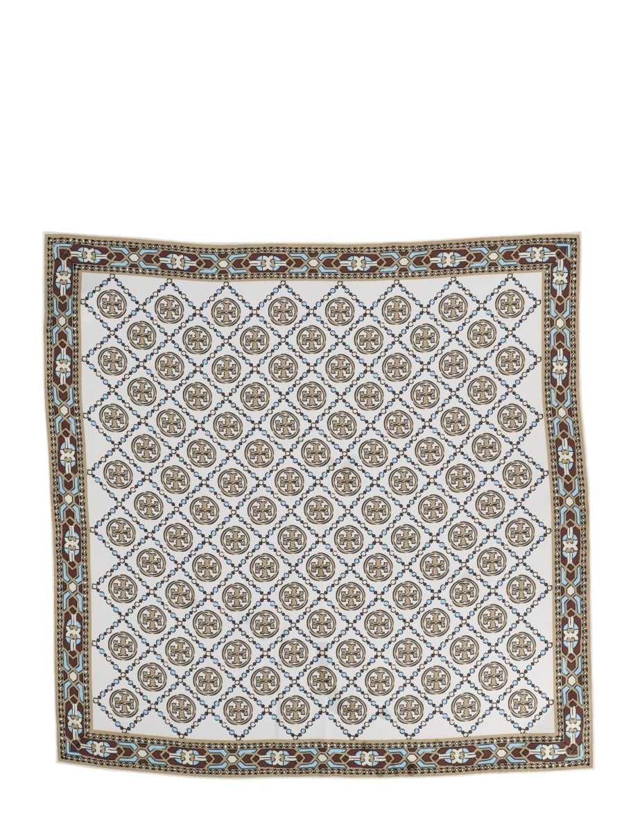 Tory Burch - Deco T Monogram Scarf - Ivory tory-burch-deco-t-monogram-scarf-ivory-draped-flat-view-jpg
