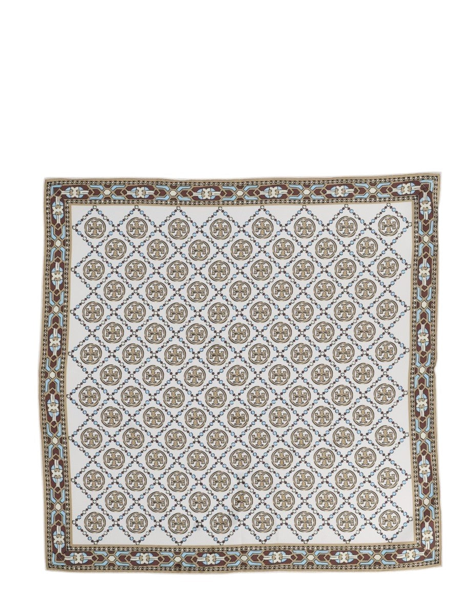 Tory Burch - Deco T Monogram Scarf - Ivory tory-burch-deco-t-monogram-scarf-ivory-draped-flat-view-jpg