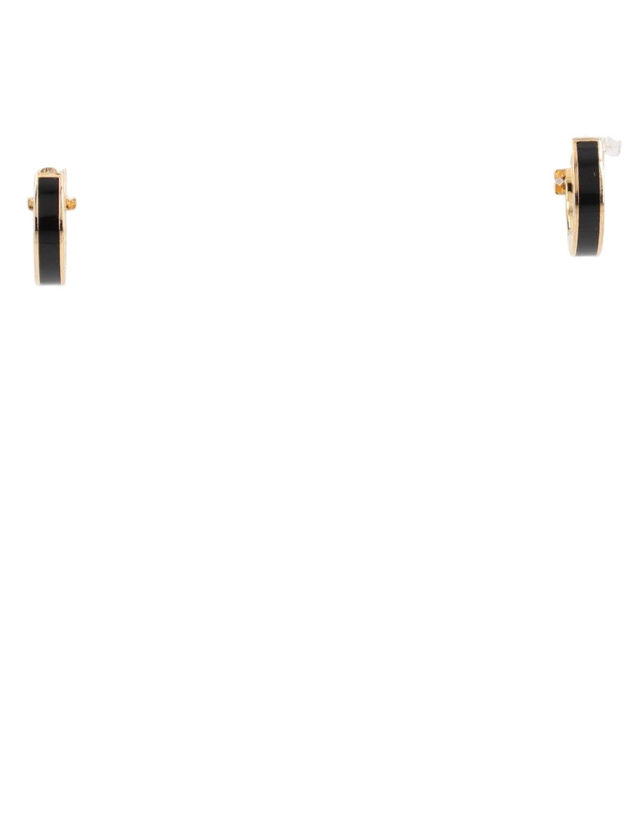 Tory Burch - Enamel Icon Band Earrings - Black & Gold tory-burch-enamel-icon-band-earrings-black-gold-back-logo-jpg