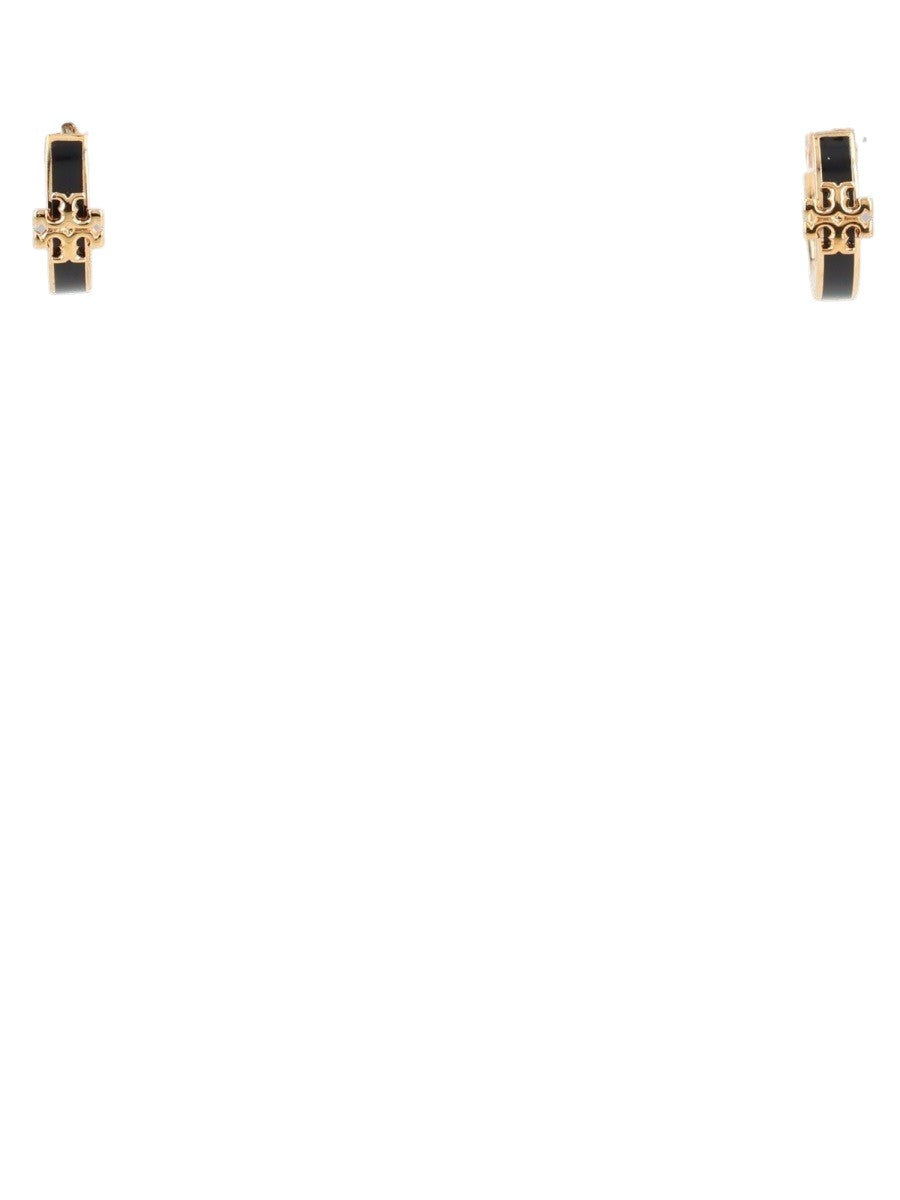 Tory Burch - Enamel Icon Band Earrings - Black & Gold tory-burch-enamel-icon-band-earrings-black-gold-front-jpg