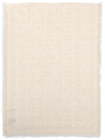 TORY BURCH Long Floral T Monogram Scarf - Cream tory-burch-long-floral-t-monogram-scarf-cream-detail-jpg