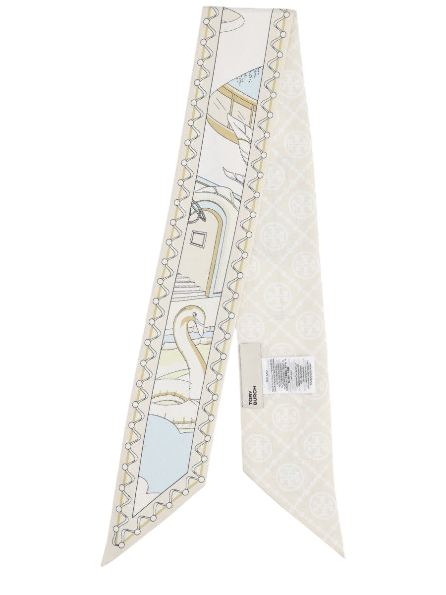 Tory Burch - "The Pool" Silk Ribbon Scarf - Cream tory-burch-the-pool-silk-ribbon-scarf-cream-back-jpg