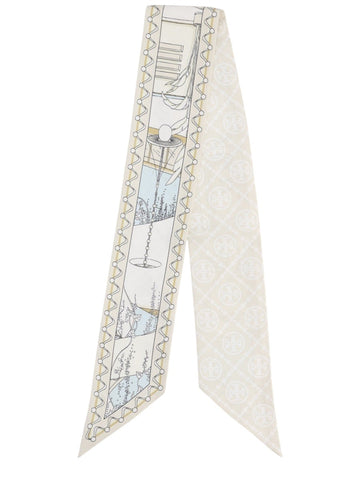 Tory Burch - "The Pool" Silk Ribbon Scarf - Cream tory-burch-the-pool-silk-ribbon-scarf-cream-front-jpg