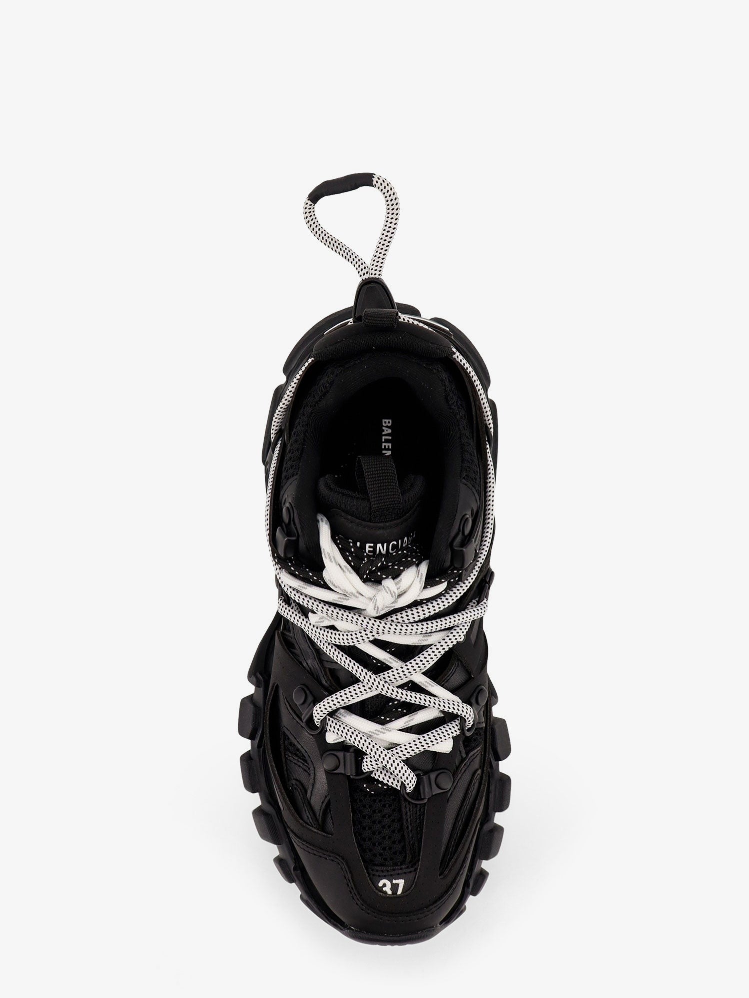 Track mesh sneakers with double laces