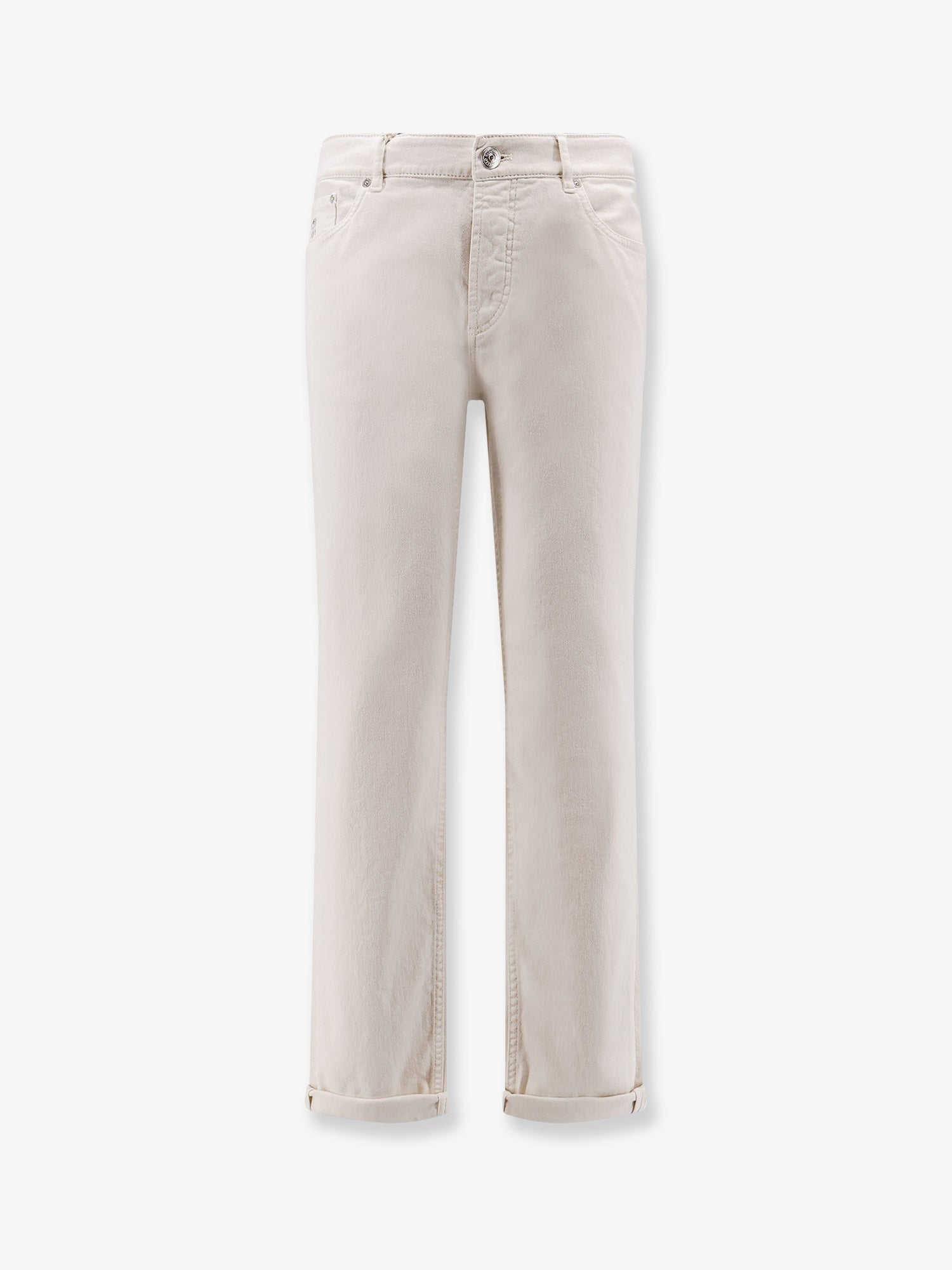 Traditional Fit white denim trousers