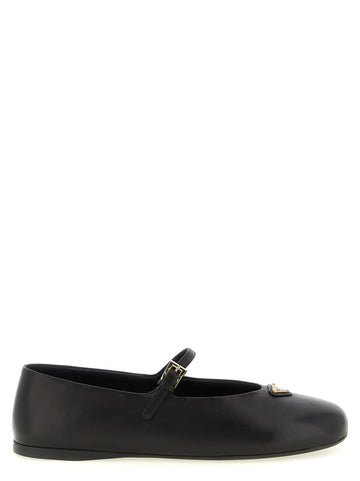 PRADA - Triangle logo nappa ballet flats Black