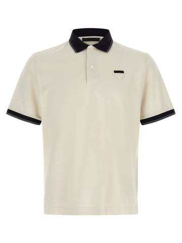 PRADA - Triangle logo polo shirt White Black