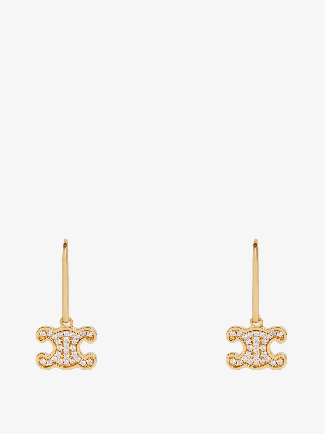 Celine Triomphe brass earrings with rhinestones
