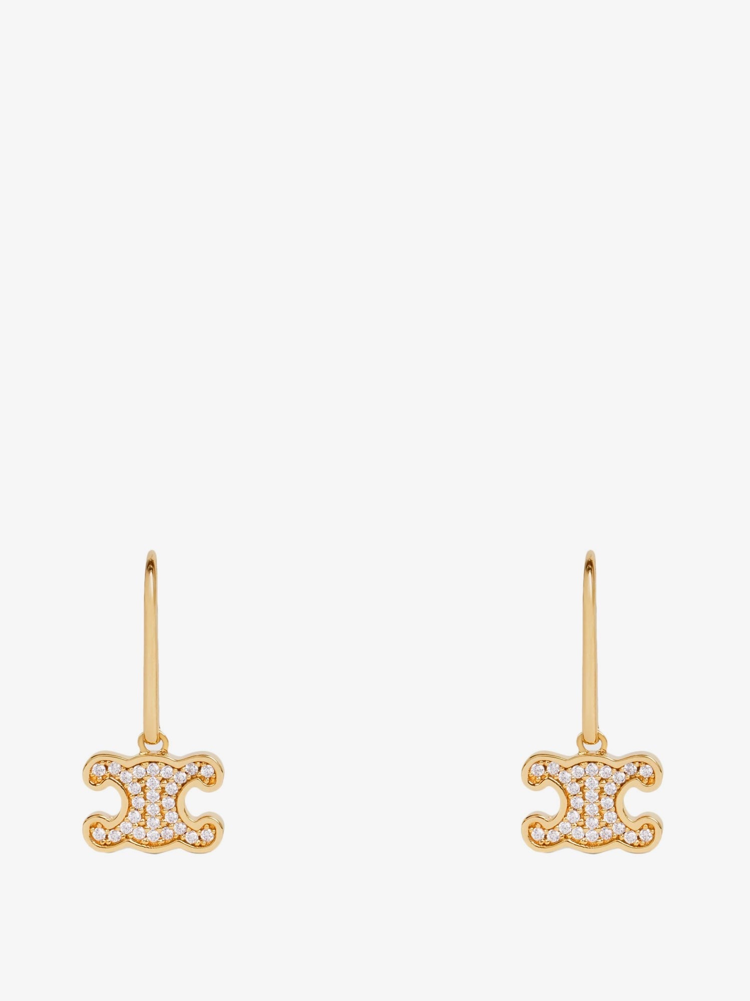 Celine Triomphe brass earrings with rhinestones