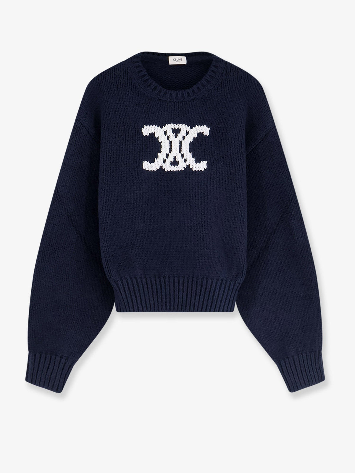 Celine - Triomphe cotton blend sweater Navywhite L