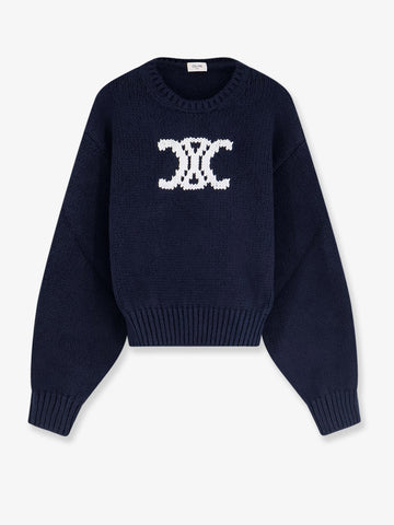 Celine - Triomphe cotton blend sweater Navywhite L
