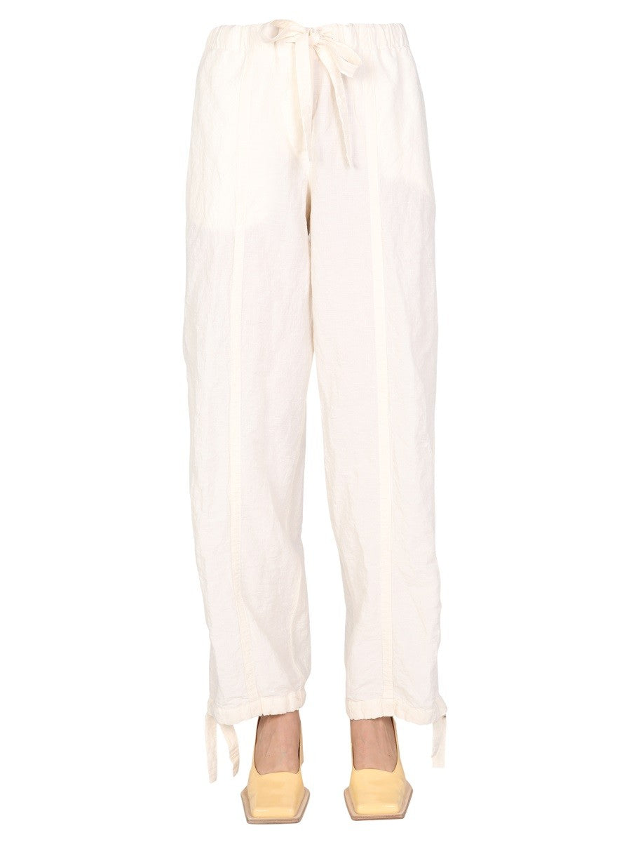 JIL SANDER - TROUSERS WITH DRAWSTRING White 36