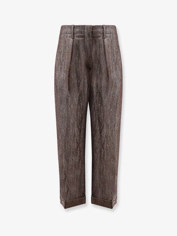 Trousers with lurex effect