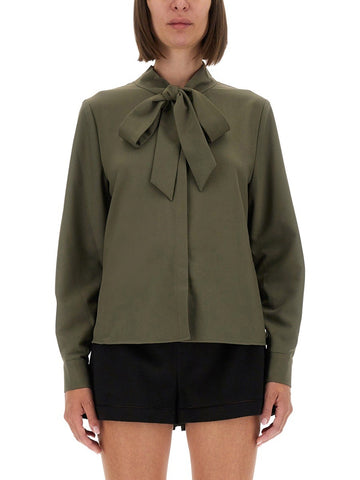 SELF-PORTRAIT - TWILL SHIRT WITH BOW twill-shirt-with-bow_a1bf801f-eaed-4334-998d-1fce35b16b96