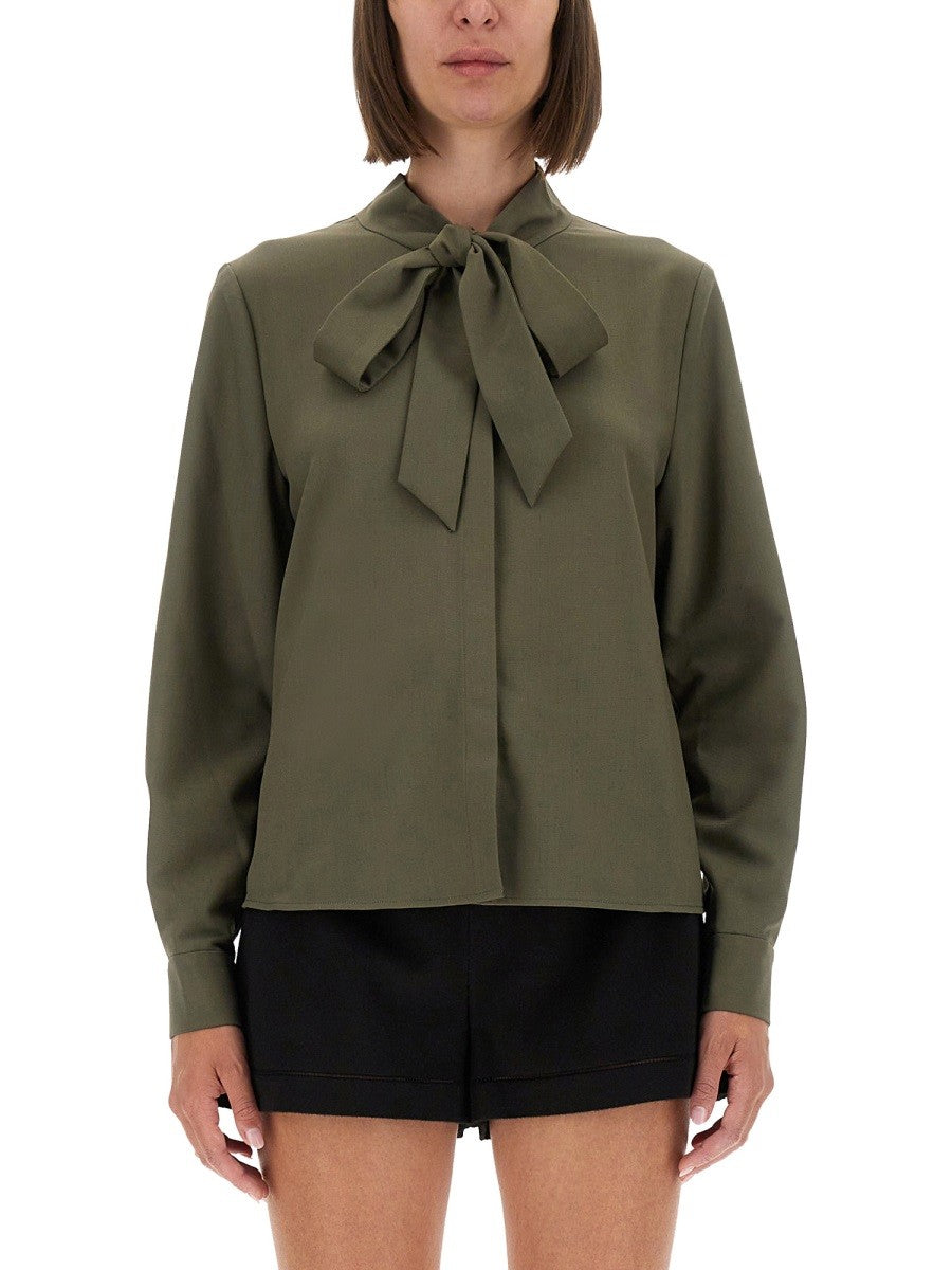 SELF-PORTRAIT - TWILL SHIRT WITH BOW twill-shirt-with-bow_a1bf801f-eaed-4334-998d-1fce35b16b96
