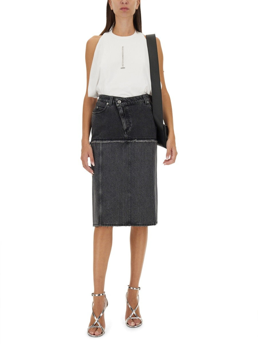 TWO-TONE DENIM SKIRT