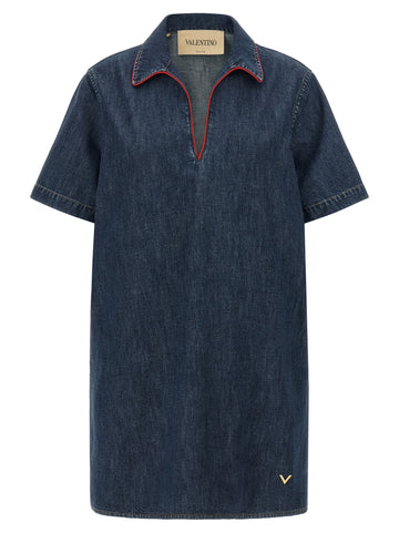Valentino Garavani - Valentino Garavani Chambray 'VLogo' denim dress