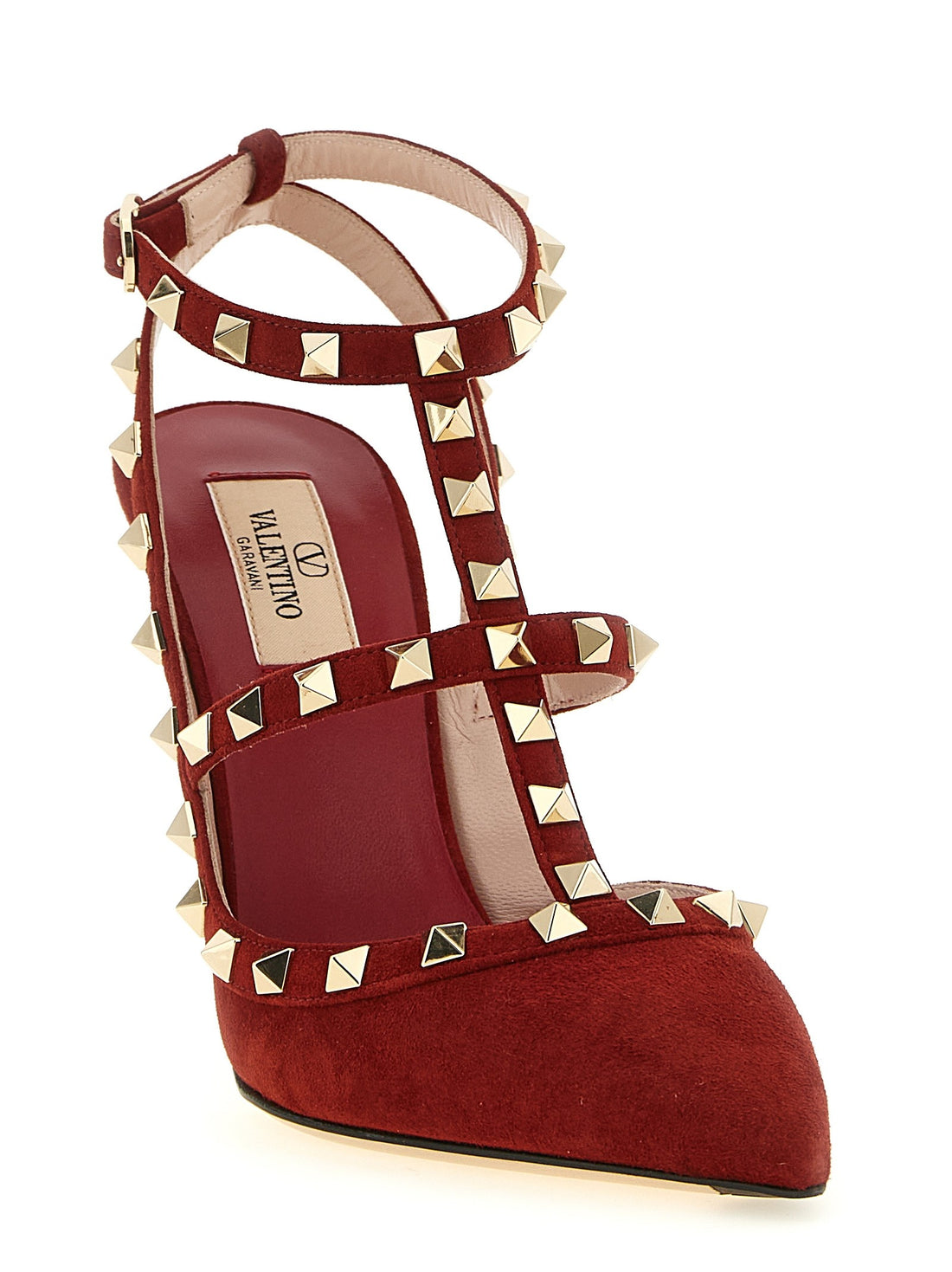 Valentino Garavani -'Rockstud'ankle strap pumps Red