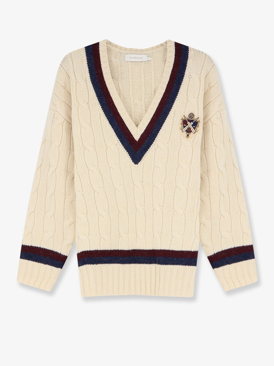 ZIMMERMANN - Valiant Cable Knit Wool Sweater Natural