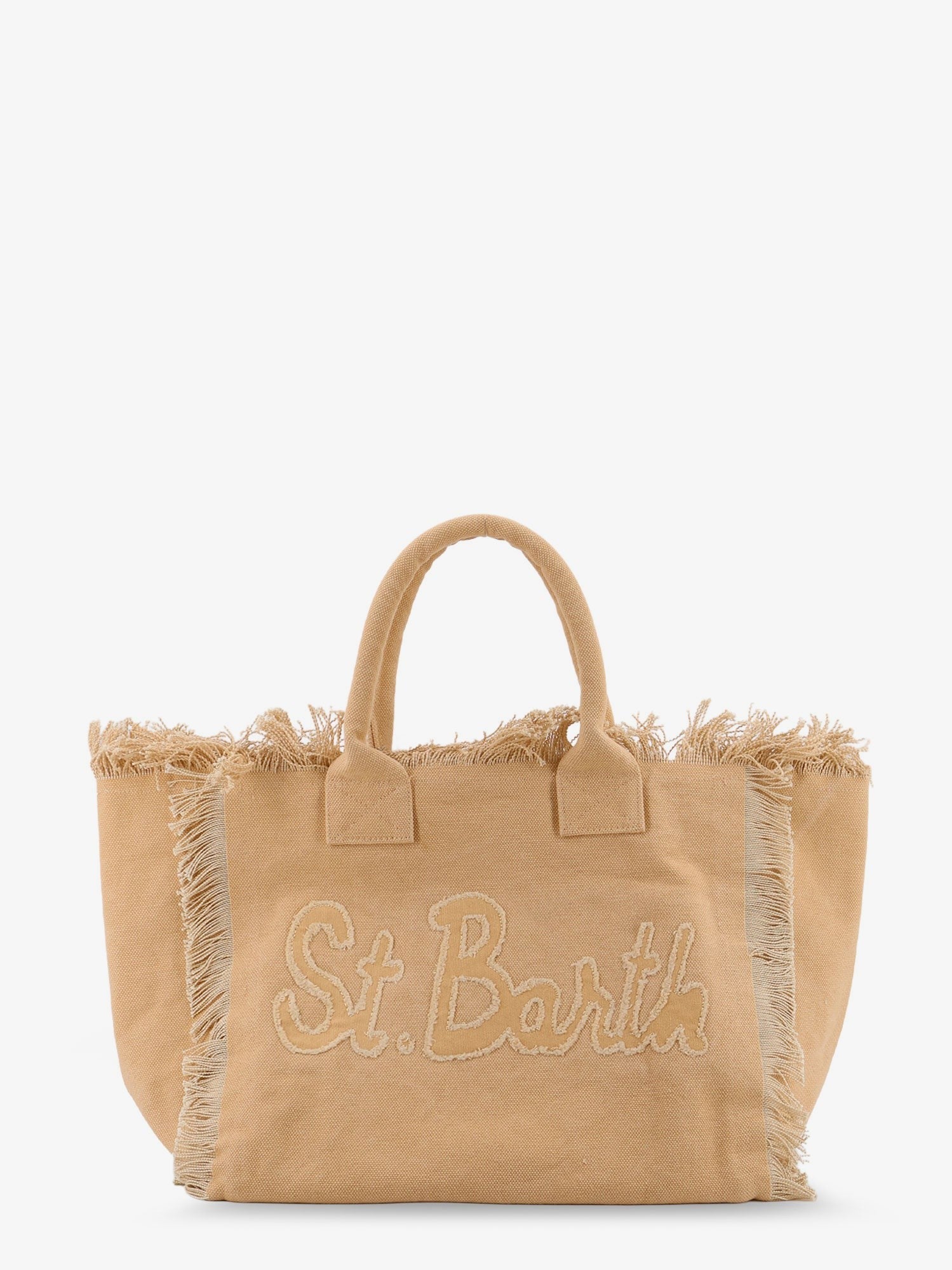 MC2 SAINT BARTH Vanity canvas shioulder bag with frayed edges
