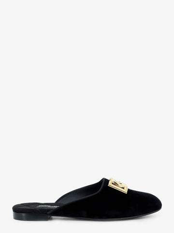 Dolce & Gabbana - Velvet sabot with metal DG logo