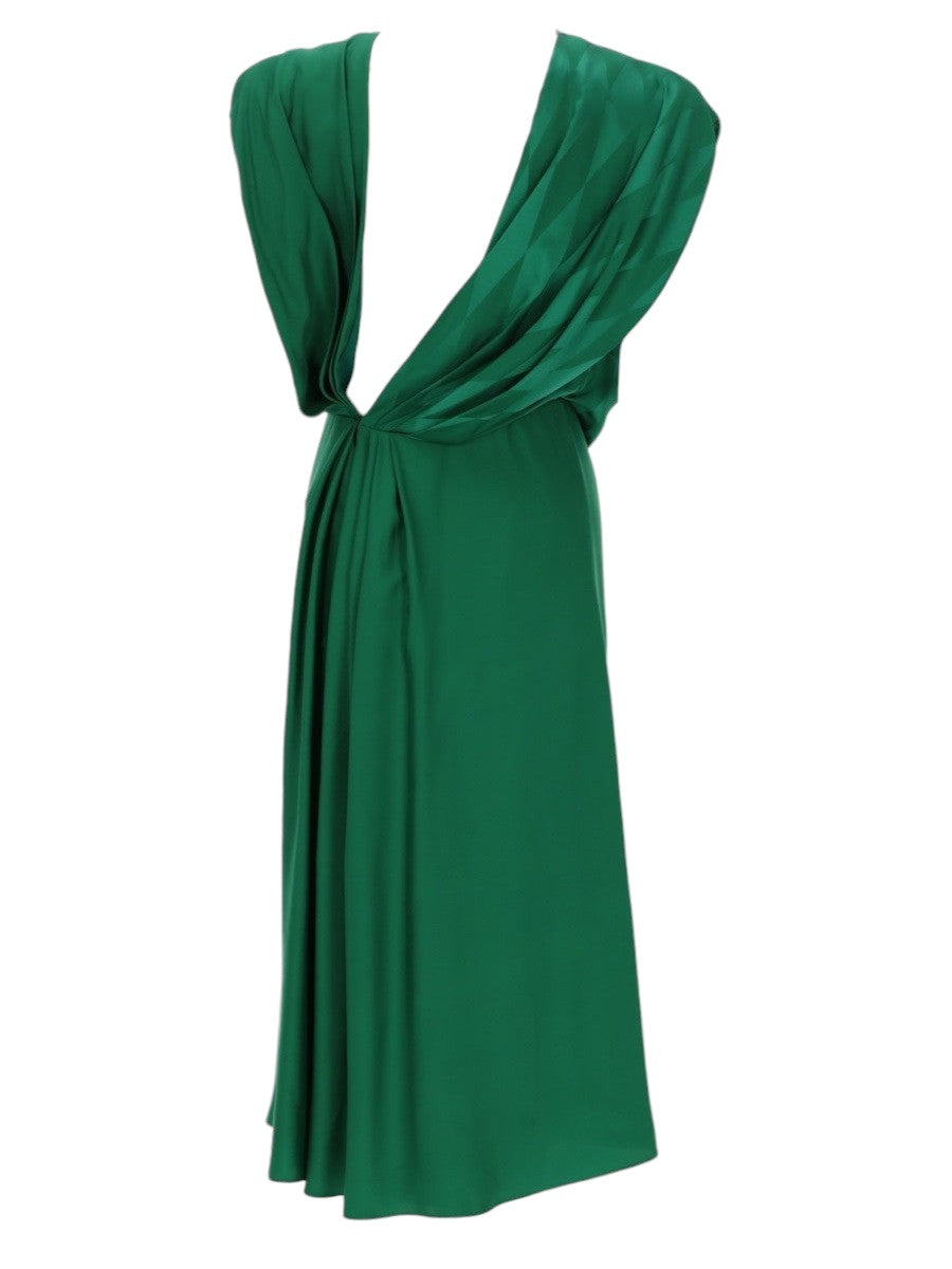 Versace - ABITO MIDI DRAPPEGGIATO IN SETA versace-draped-silk-midi-dress-green-front-jpg
