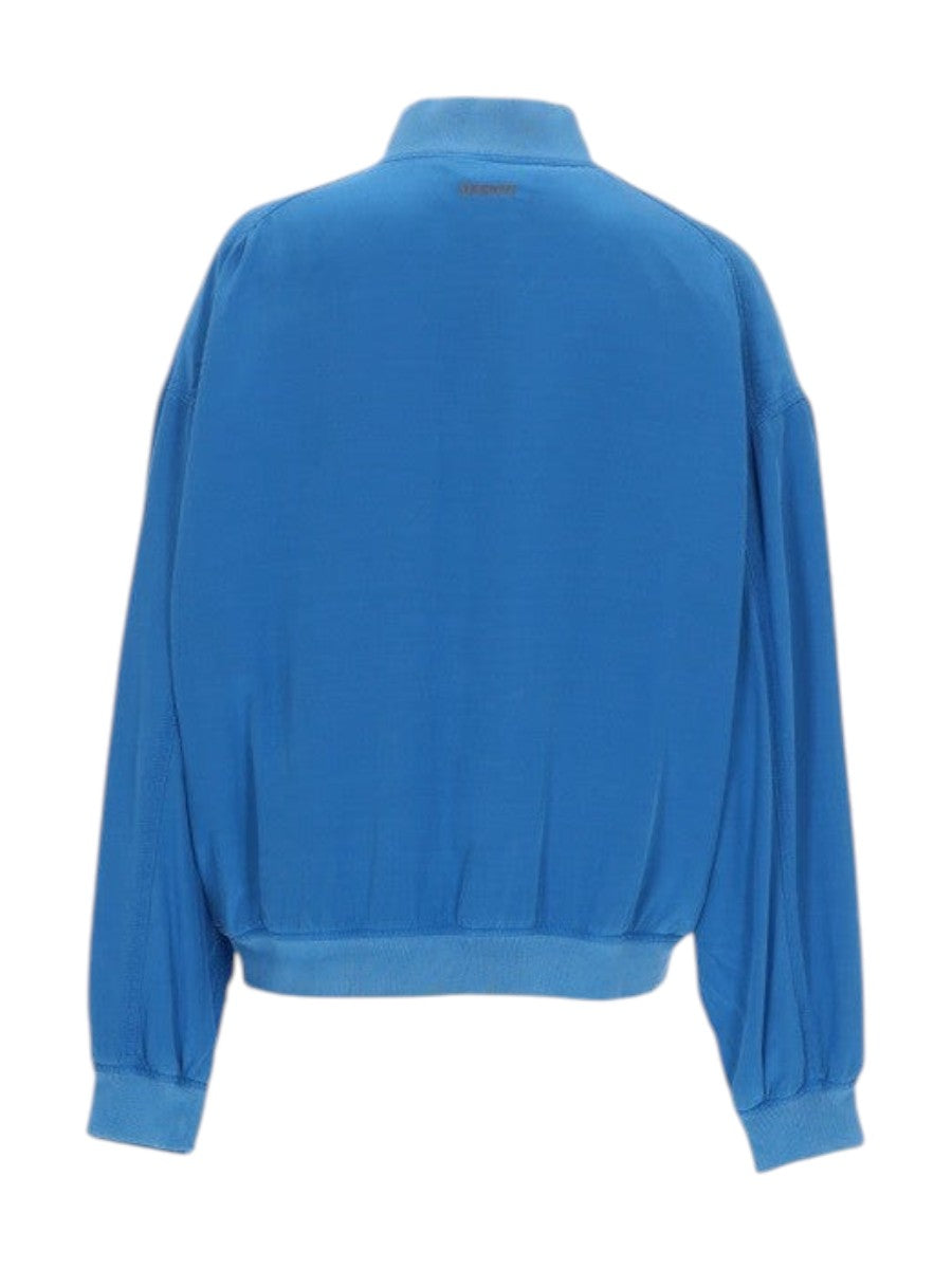 Versace - BLOUSON CON ZIP IN POPELINE DI SETA versace-silk-poplin-zip-blouson-blue-front-jpg