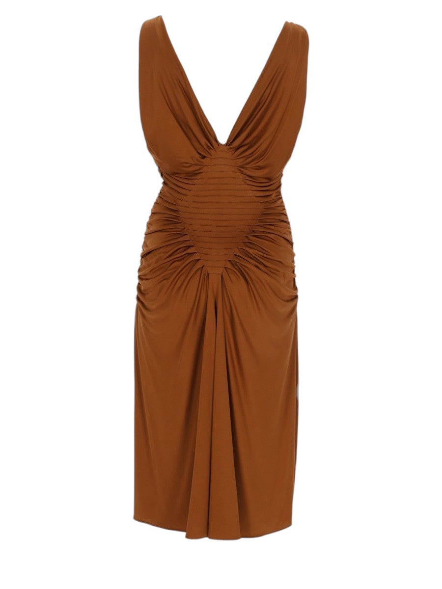 Versace - ABITO MIDI IN JERSEY DI VISCOSA versace-viscose-jersey-midi-dress-brown-back-jpg