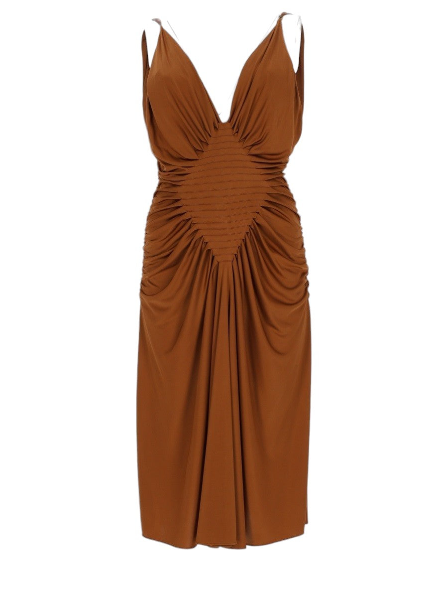 Versace - ABITO MIDI IN JERSEY DI VISCOSA versace-viscose-jersey-midi-dress-brown-back-jpg