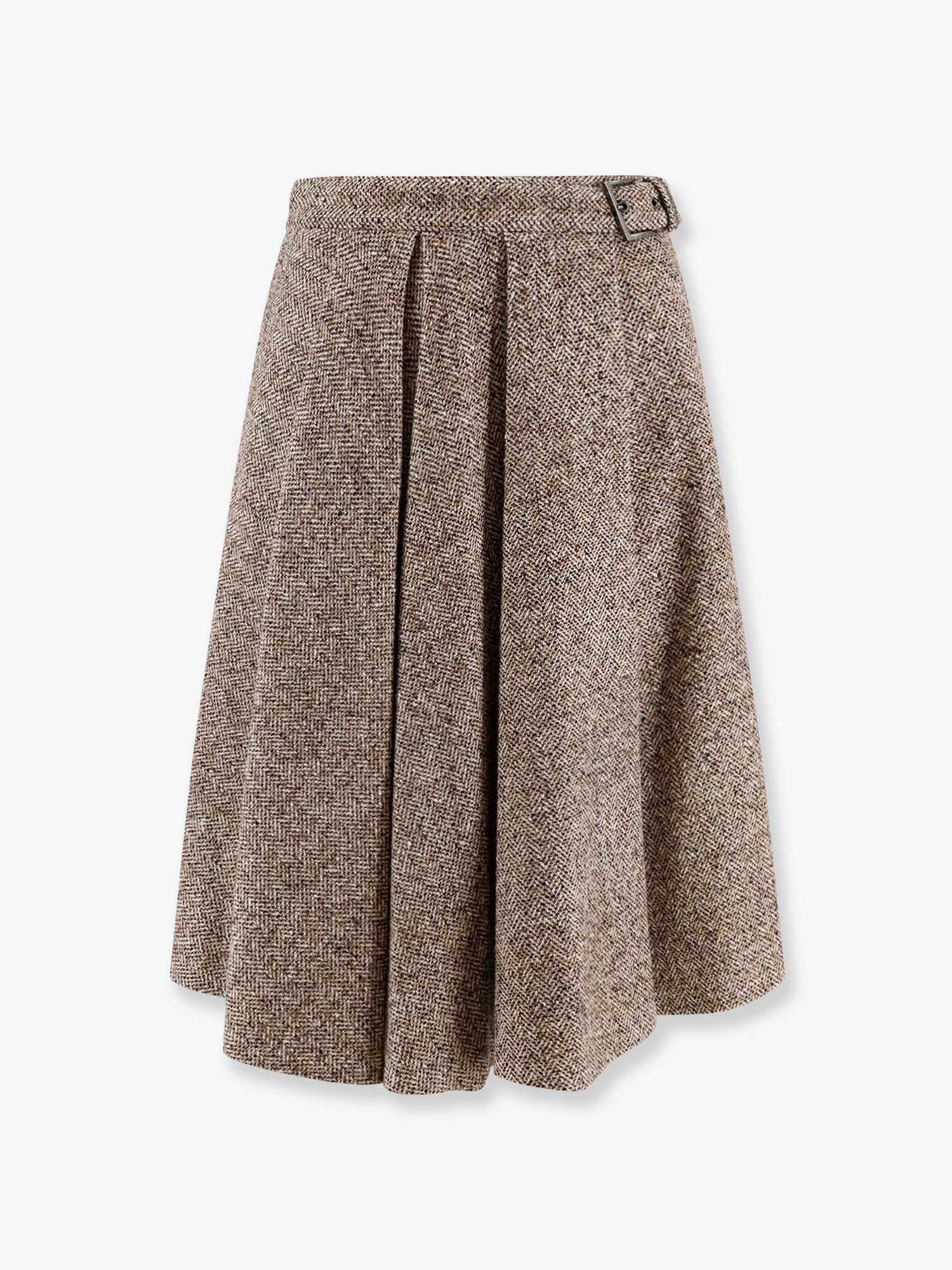 Virgin wool and silk midi skirt
