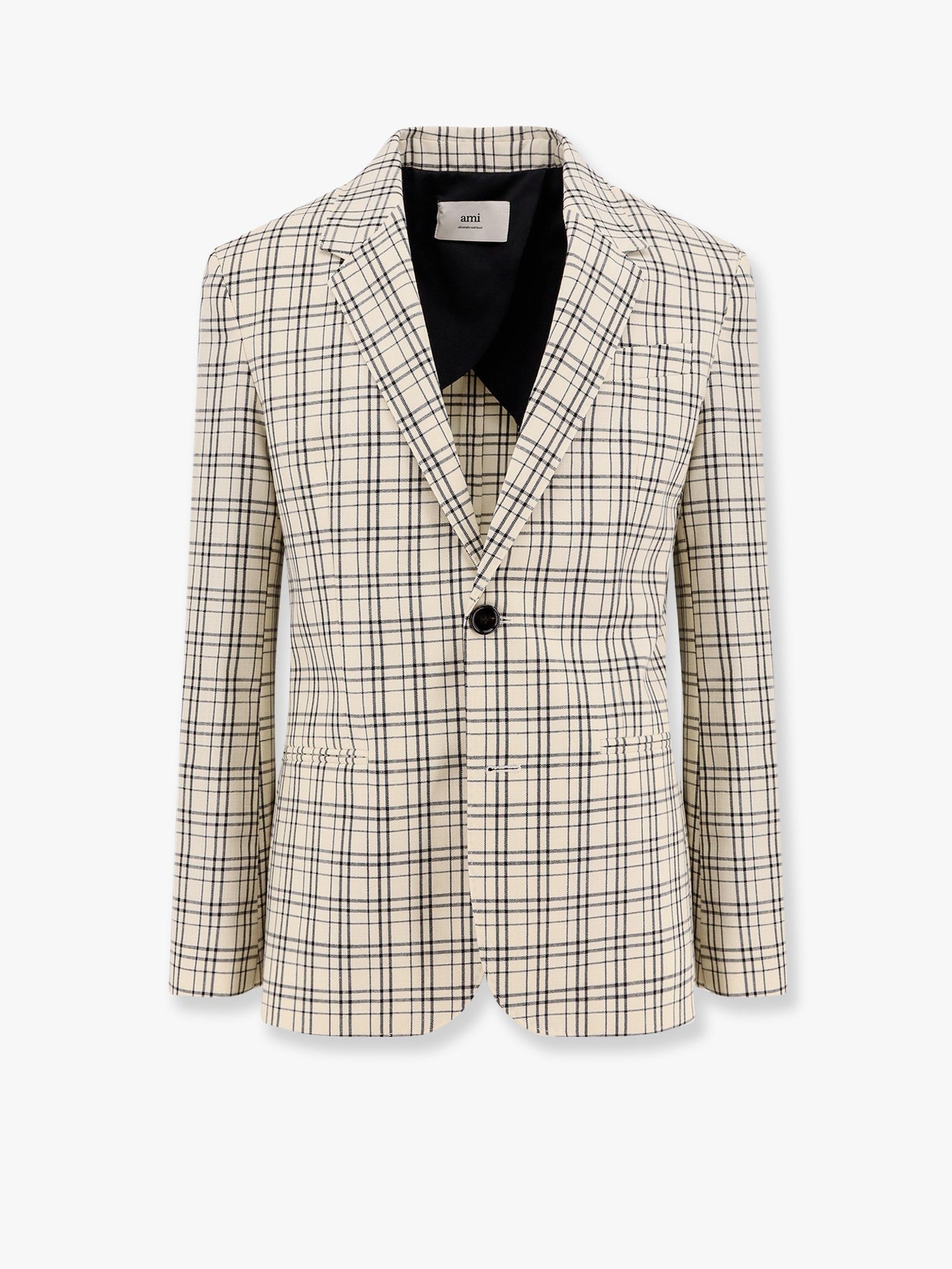 Virgin wool blazer with madras motif