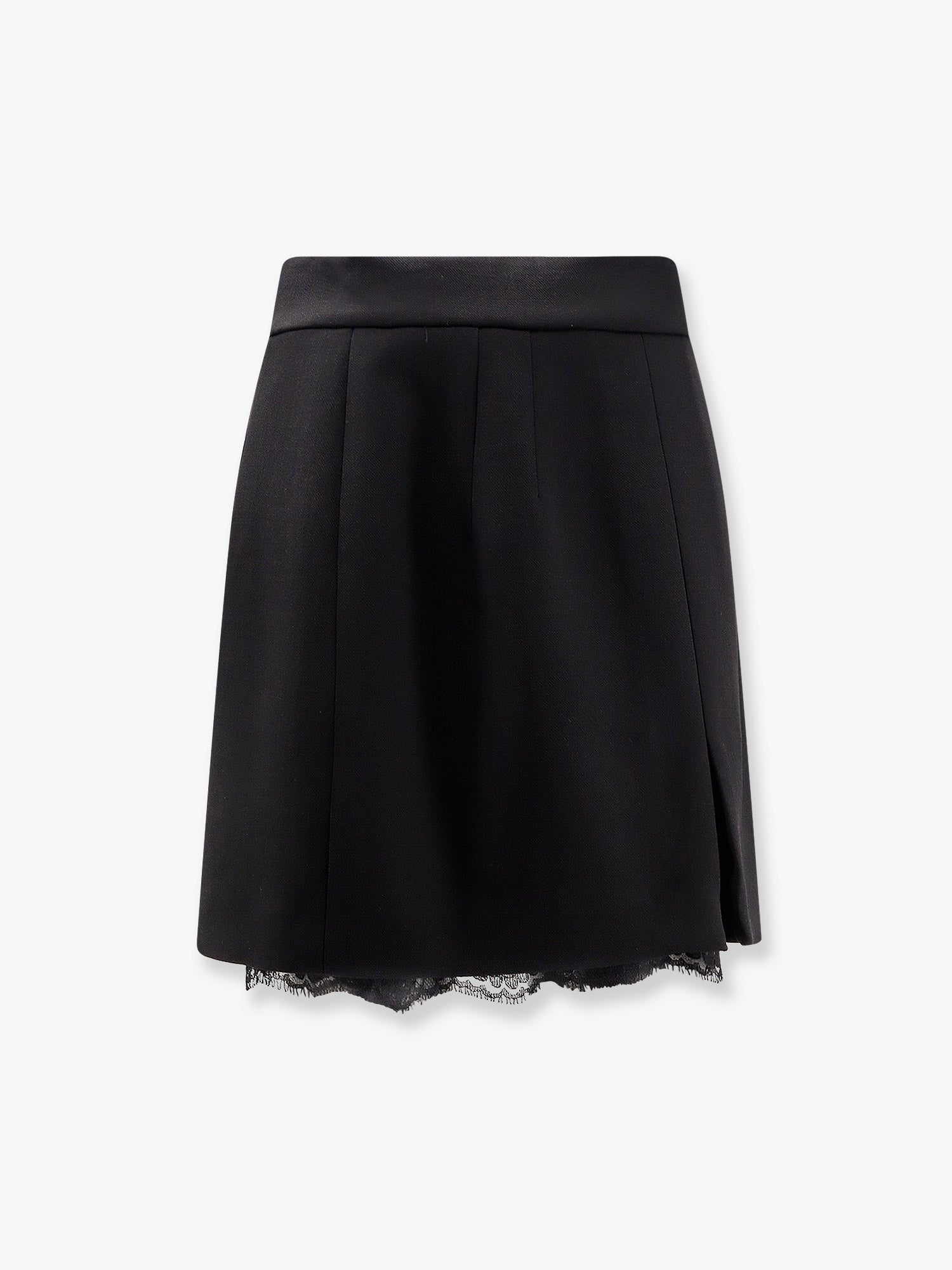 Virgin wool miniskirt with lace detail