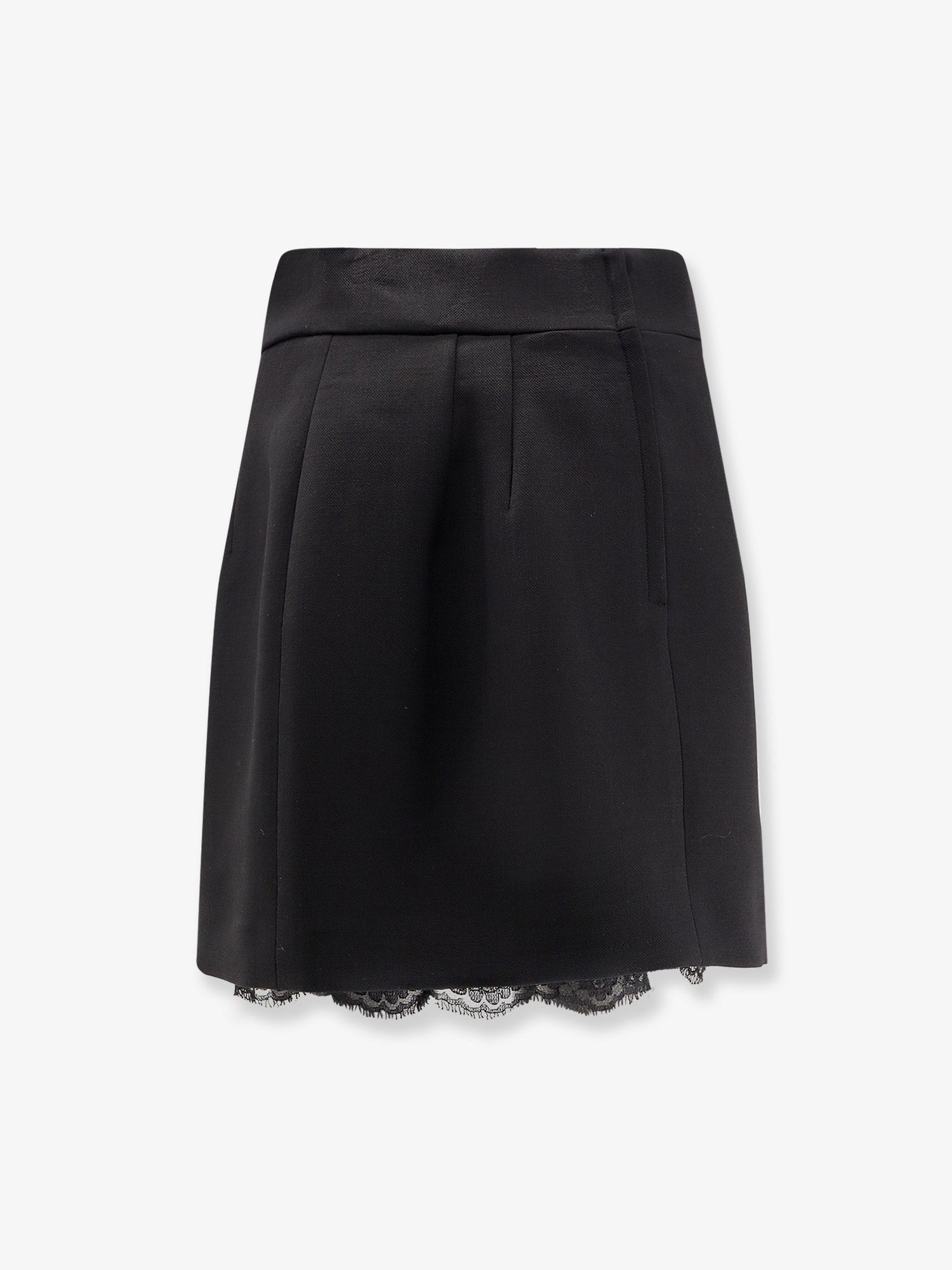 Virgin wool miniskirt with lace detail