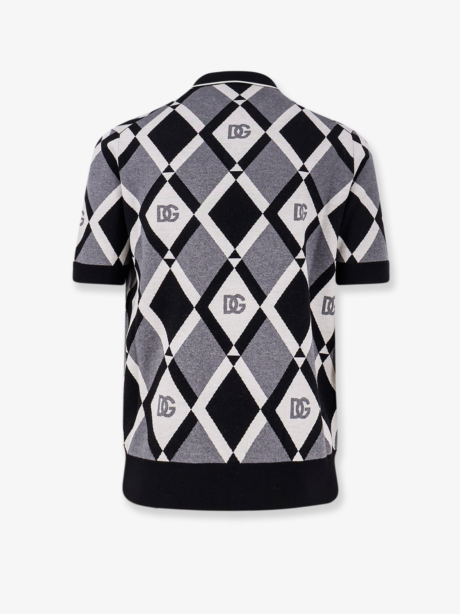 Virgin wool polo shirt with geometric print