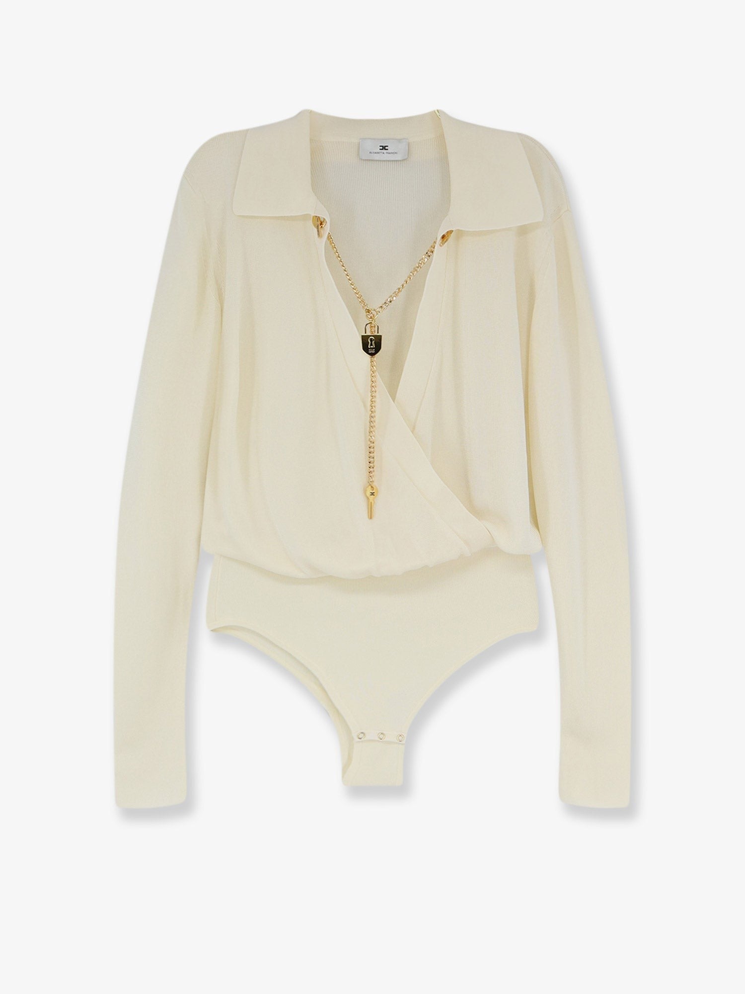 Elisabetta Franchi - Viscose blend bodysuit with jewel charm detail viscose-blend-bodysuit-with-jewel-charm-detail