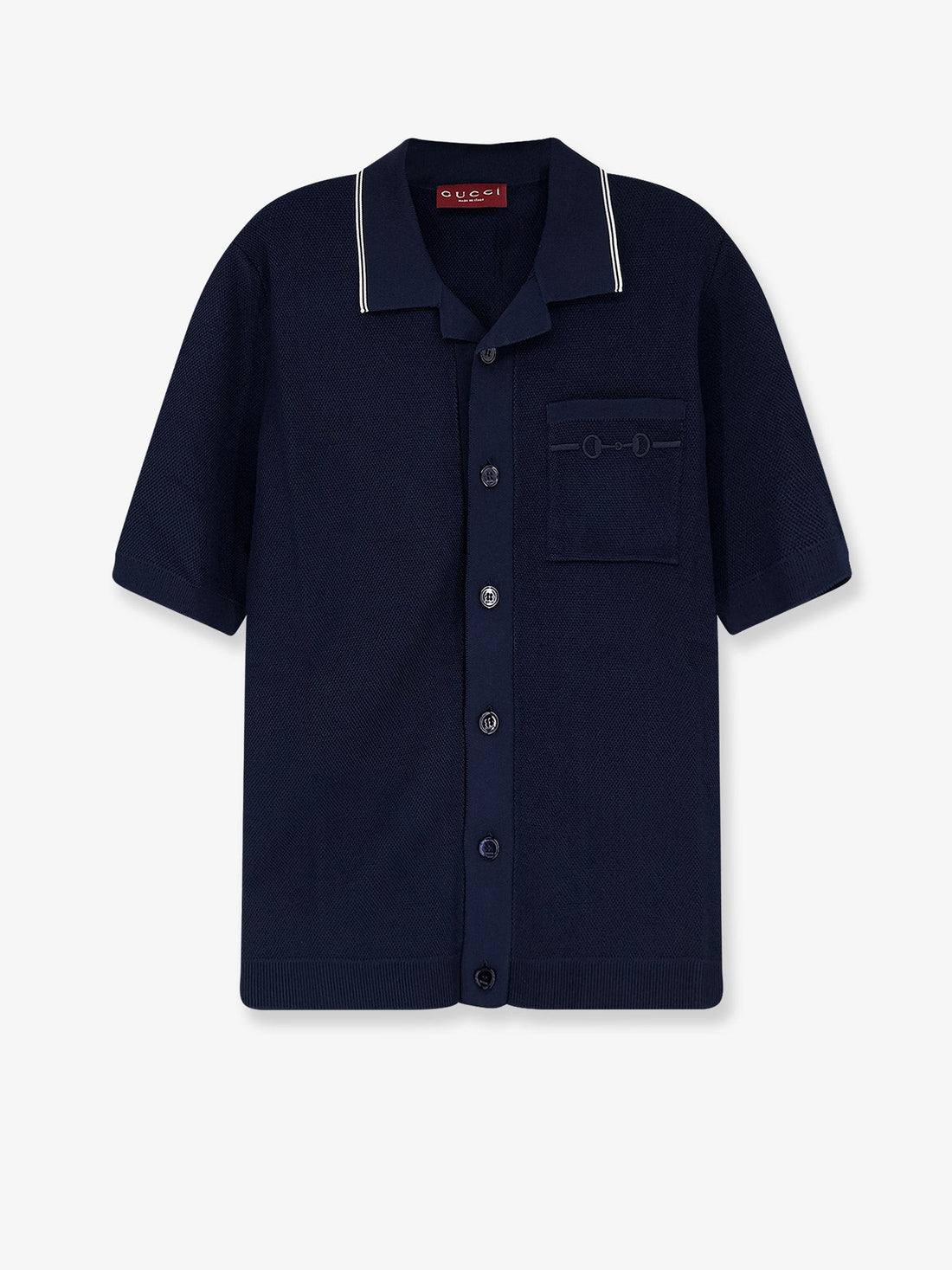 Gucci - Viscose blend polo shirt with front Horsebit embroidery viscose-blend-polo-shirt-with-front-horsebit-embroidery