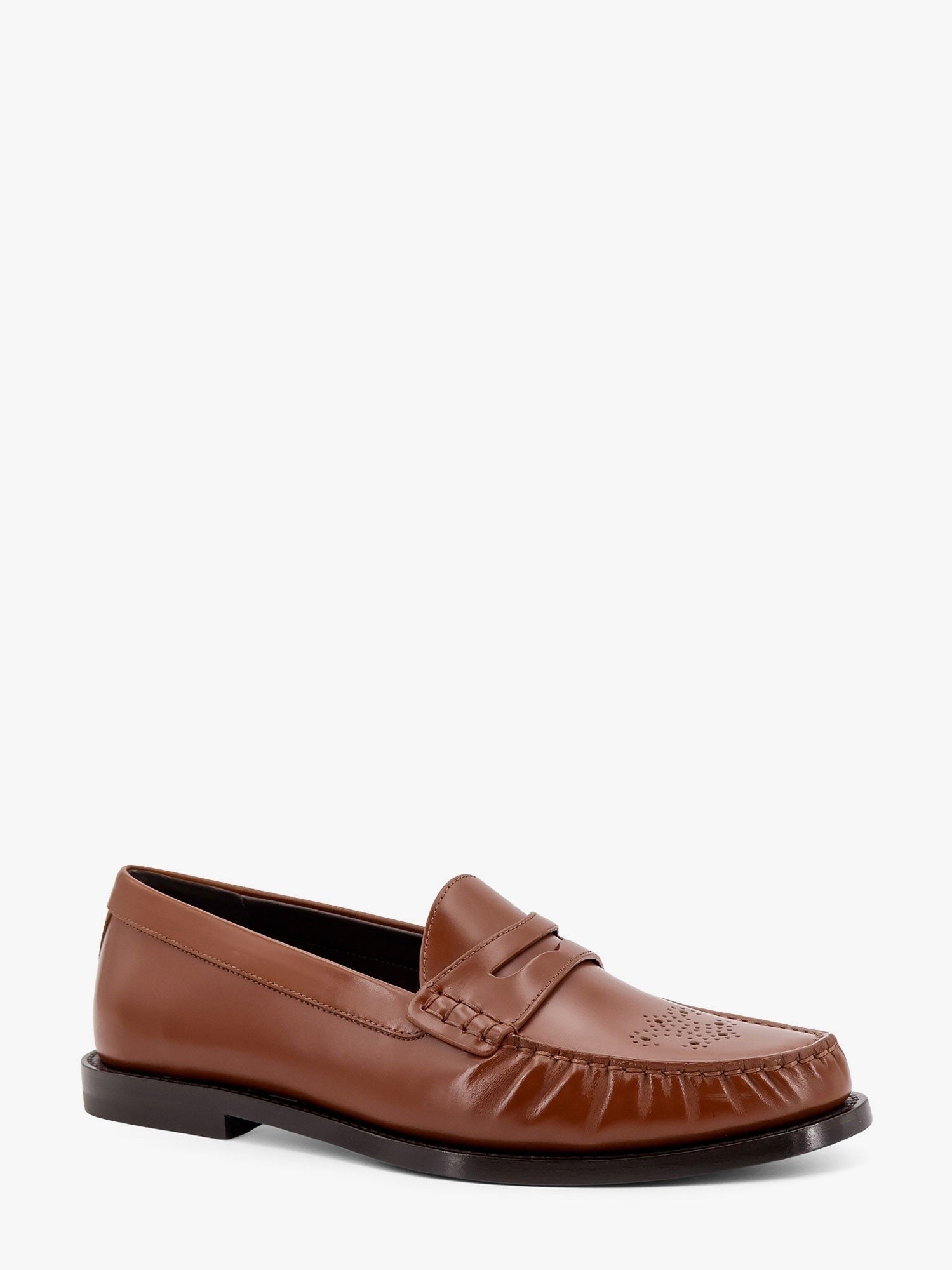 Vivienne leather loafer with perforated triomphe logo