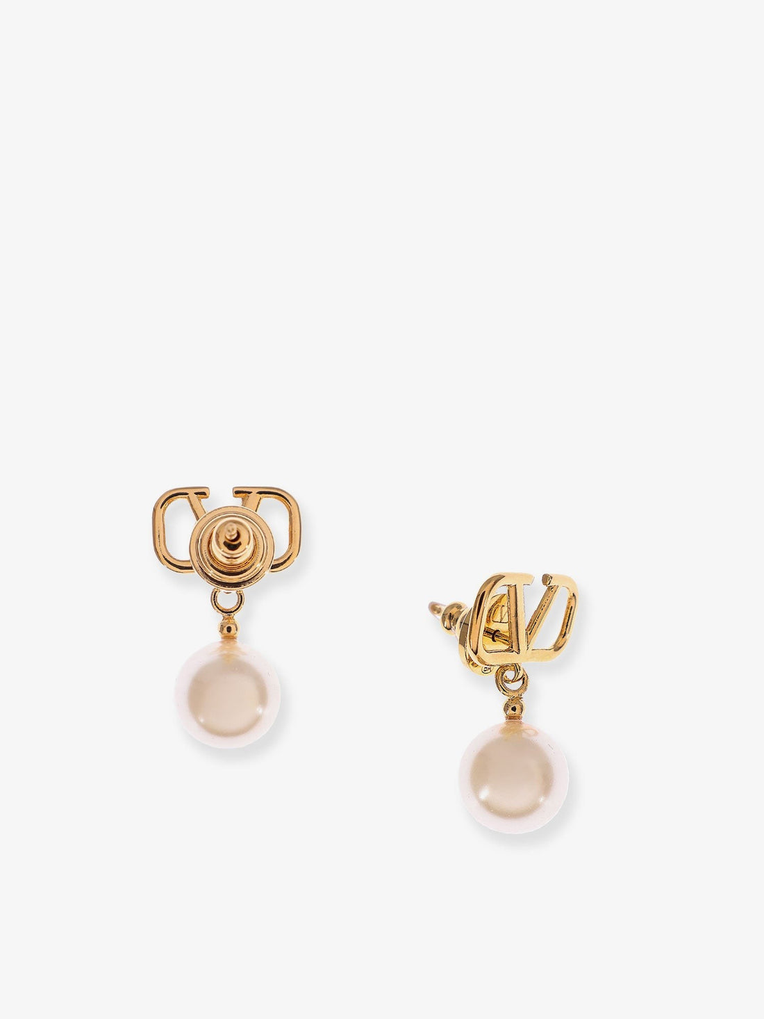 VLogo Signature metal earrings with pearl