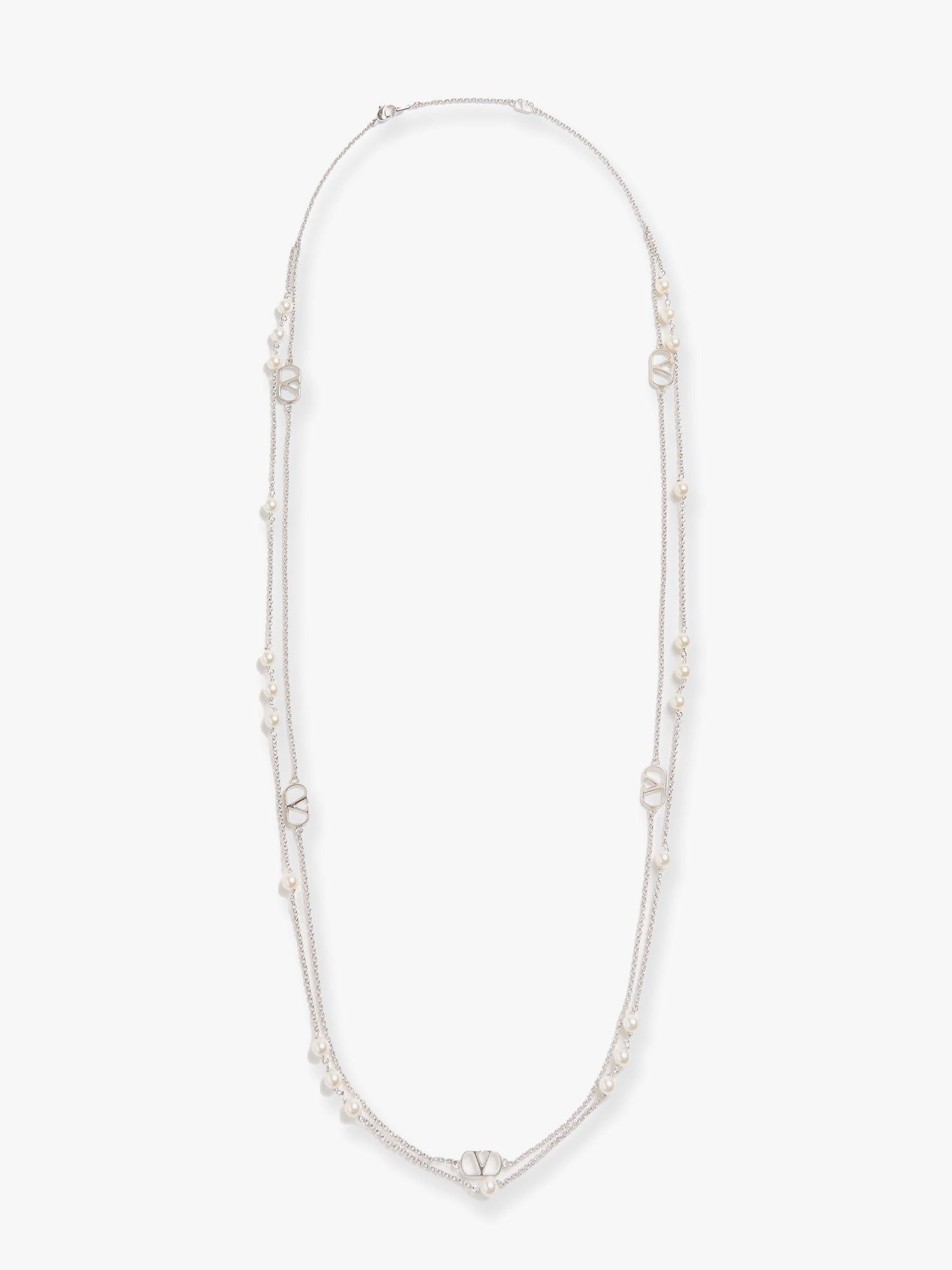 Vlogo signature metal necklace with pearls