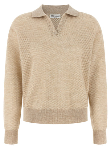 Brunello Cucinelli - Waffle processing polo shirt