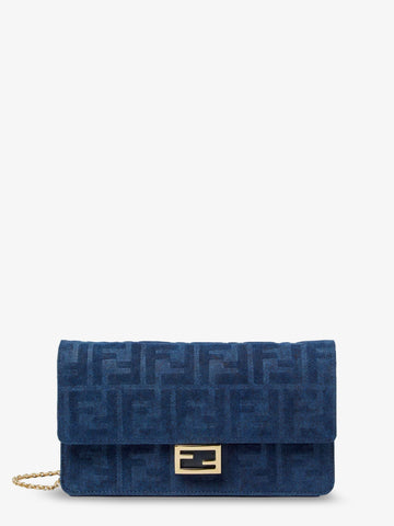 Fendi - Wallet On Chain Baguette shoulder bag in denim-effect FF corduroy wallet-on-chain-baguette-shoulder-bag-in-denim-effect-ff-corduroy
